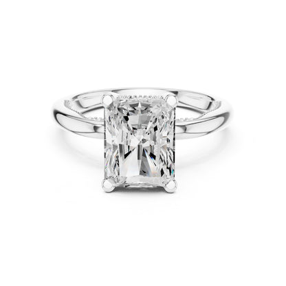 Emerald Hidden Halo Lab Grown Diamond Engagement Ring