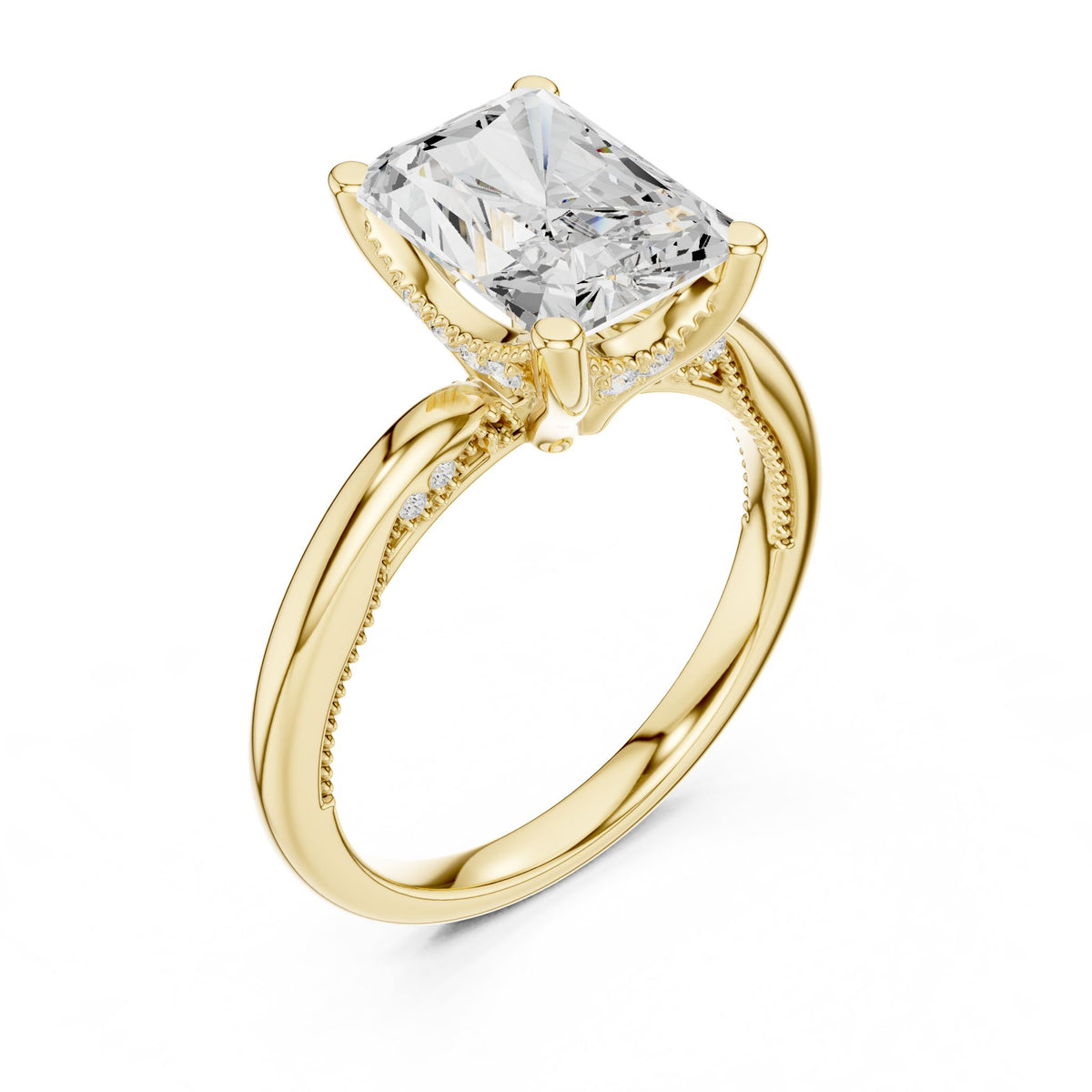 Emerald Hidden Halo Lab Grown Diamond Engagement Ring