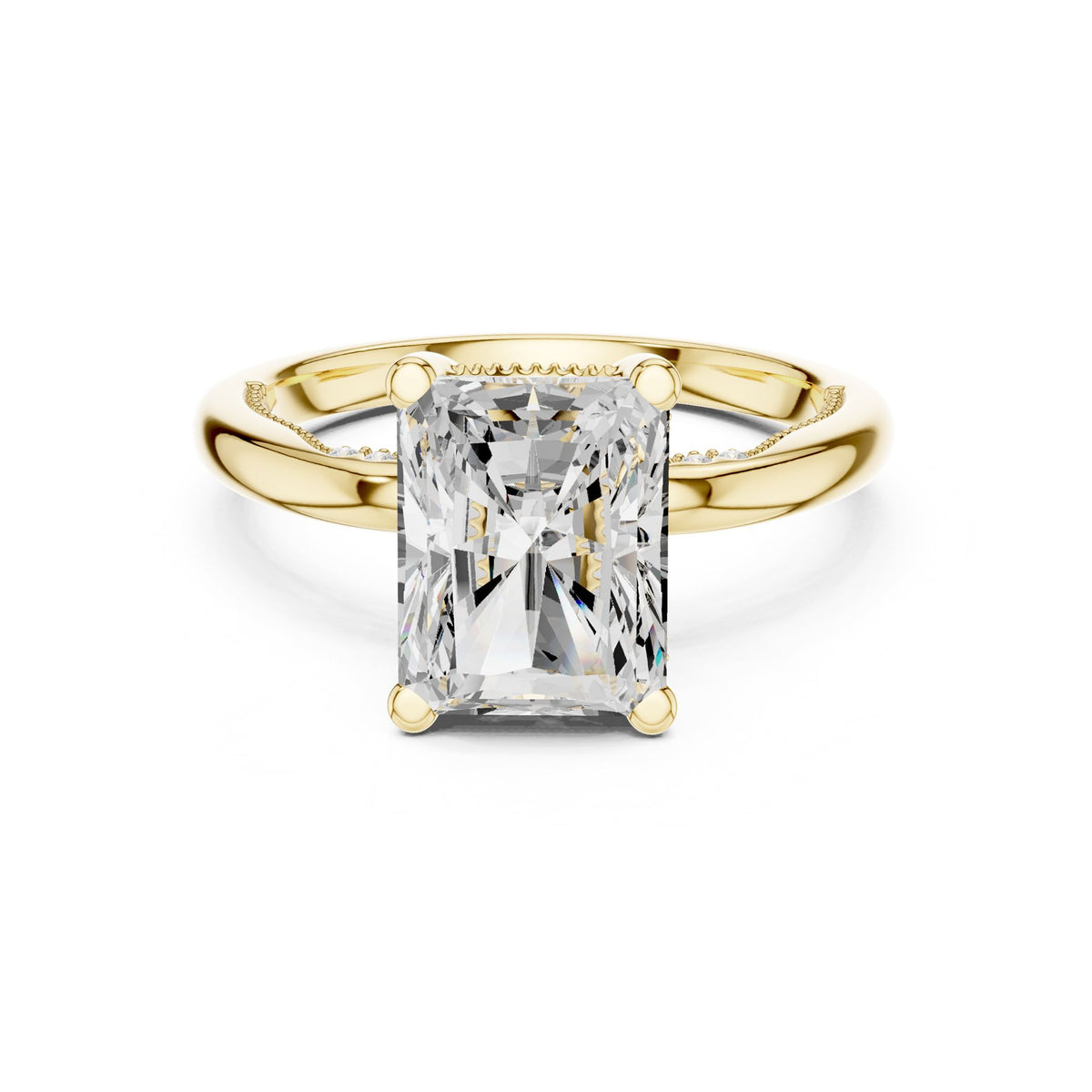 Emerald Hidden Halo Lab Grown Diamond Engagement Ring