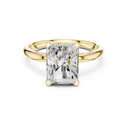 Emerald Hidden Halo Lab Grown Diamond Engagement Ring