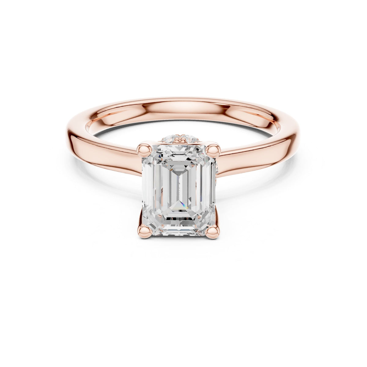 Emerald Hidden Halo Lab Grown Diamond Engagement Ring