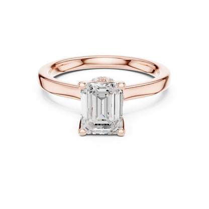 Emerald Hidden Halo Lab Grown Diamond Engagement Ring