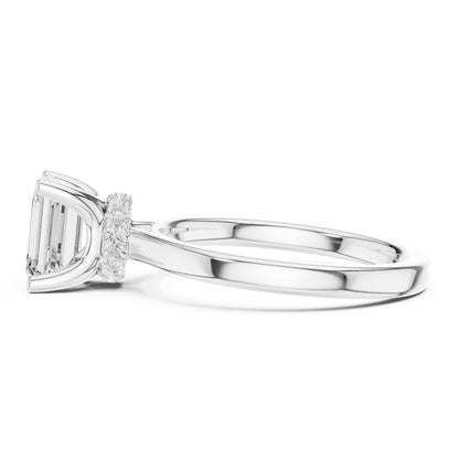 Emerald Hidden Halo Lab Grown Diamond Engagement Ring