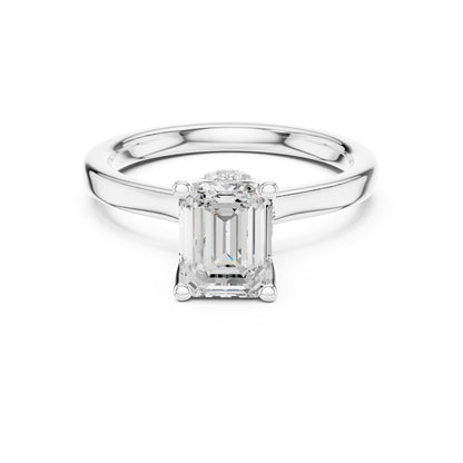 Emerald Hidden Halo Lab Grown Diamond Engagement Ring