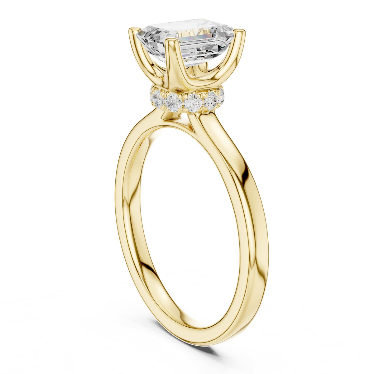 Emerald Hidden Halo Lab Grown Diamond Engagement Ring