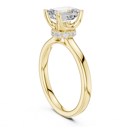 Emerald Hidden Halo Lab Grown Diamond Engagement Ring