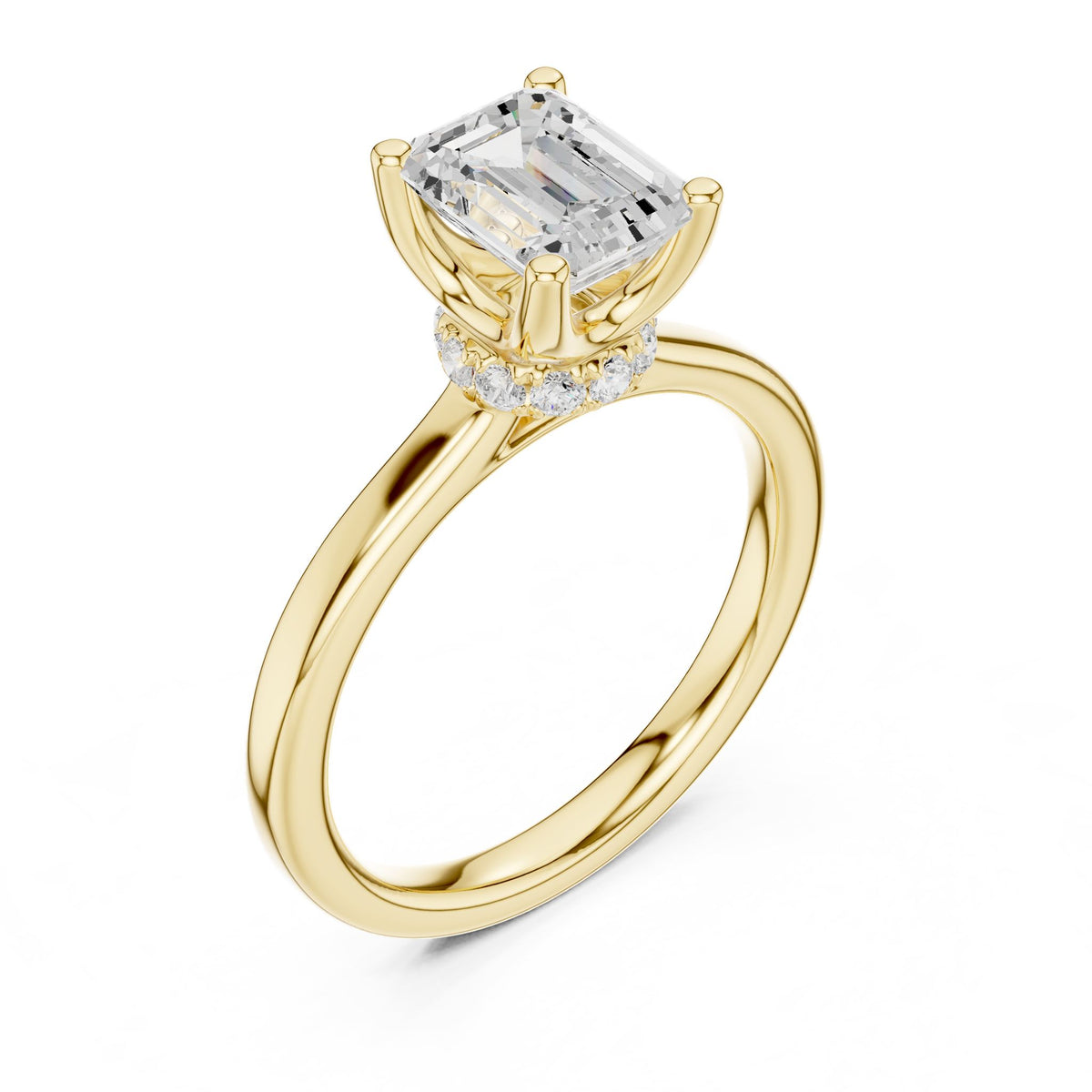 Emerald Hidden Halo Lab Grown Diamond Engagement Ring
