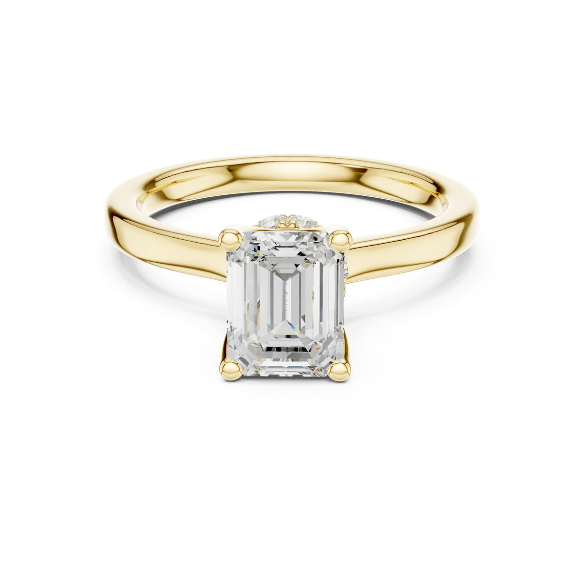 Emerald Hidden Halo Lab Grown Diamond Engagement Ring