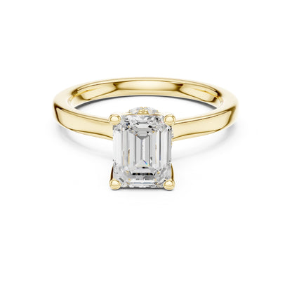 Emerald Hidden Halo Lab Grown Diamond Engagement Ring