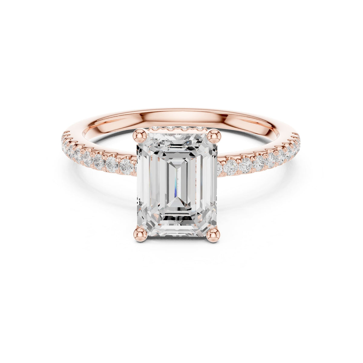 Emerald Hidden Halo Lab Grown Diamond Engagement Ring