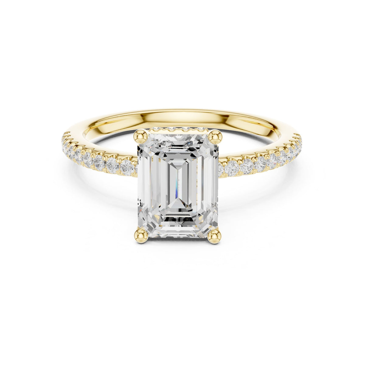 Emerald Hidden Halo Lab Grown Diamond Engagement Ring