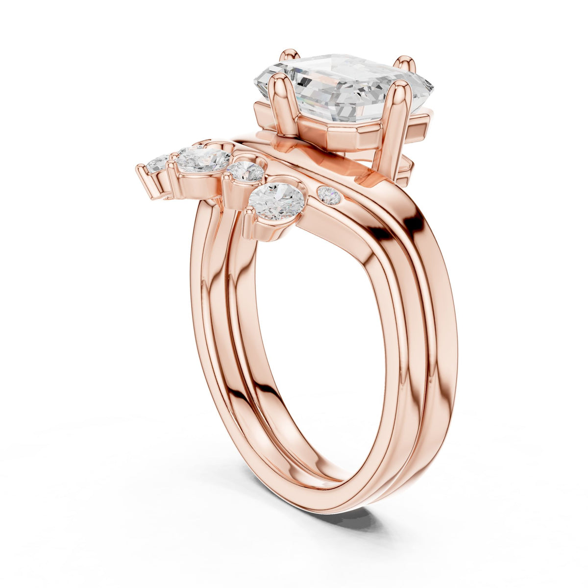 Emerald Hidden Halo Lab Grown Diamond Engagement Ring