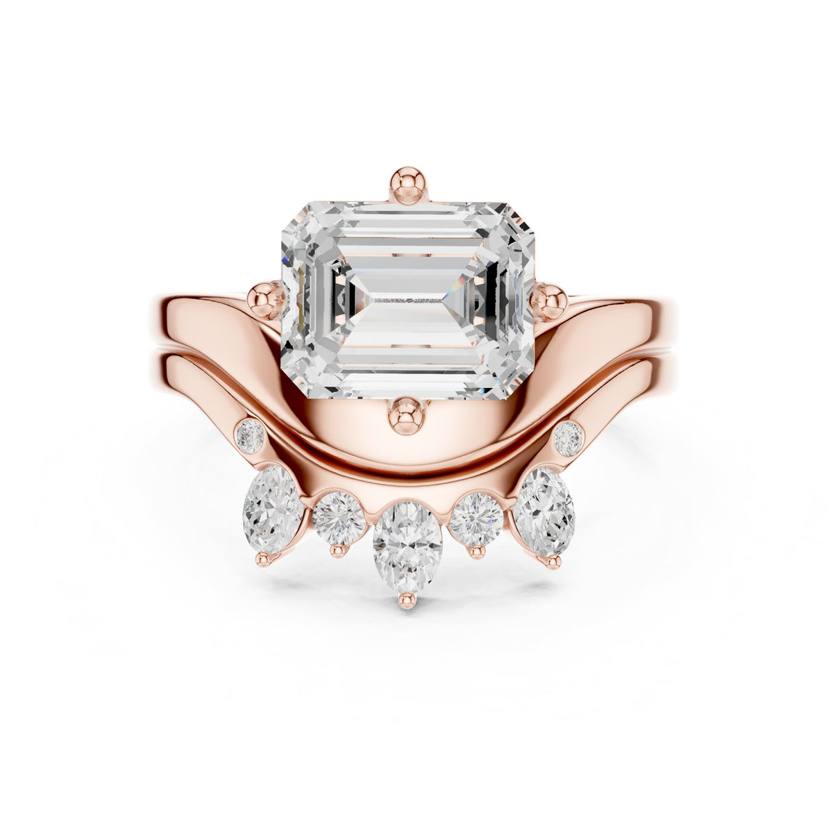 Emerald Hidden Halo Lab Grown Diamond Engagement Ring