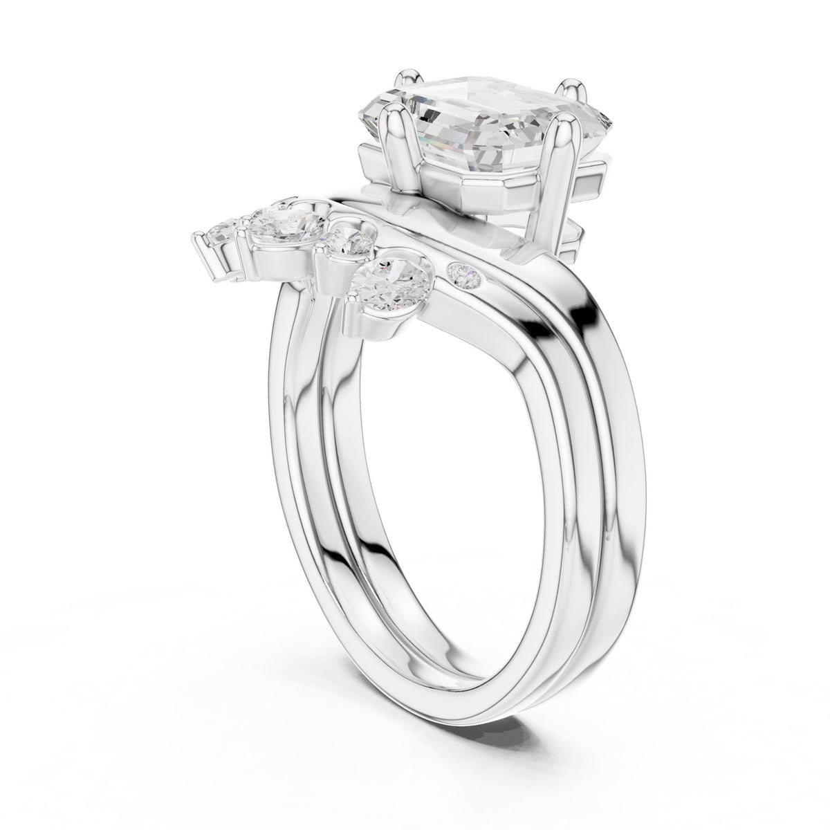 Emerald Hidden Halo Lab Grown Diamond Engagement Ring