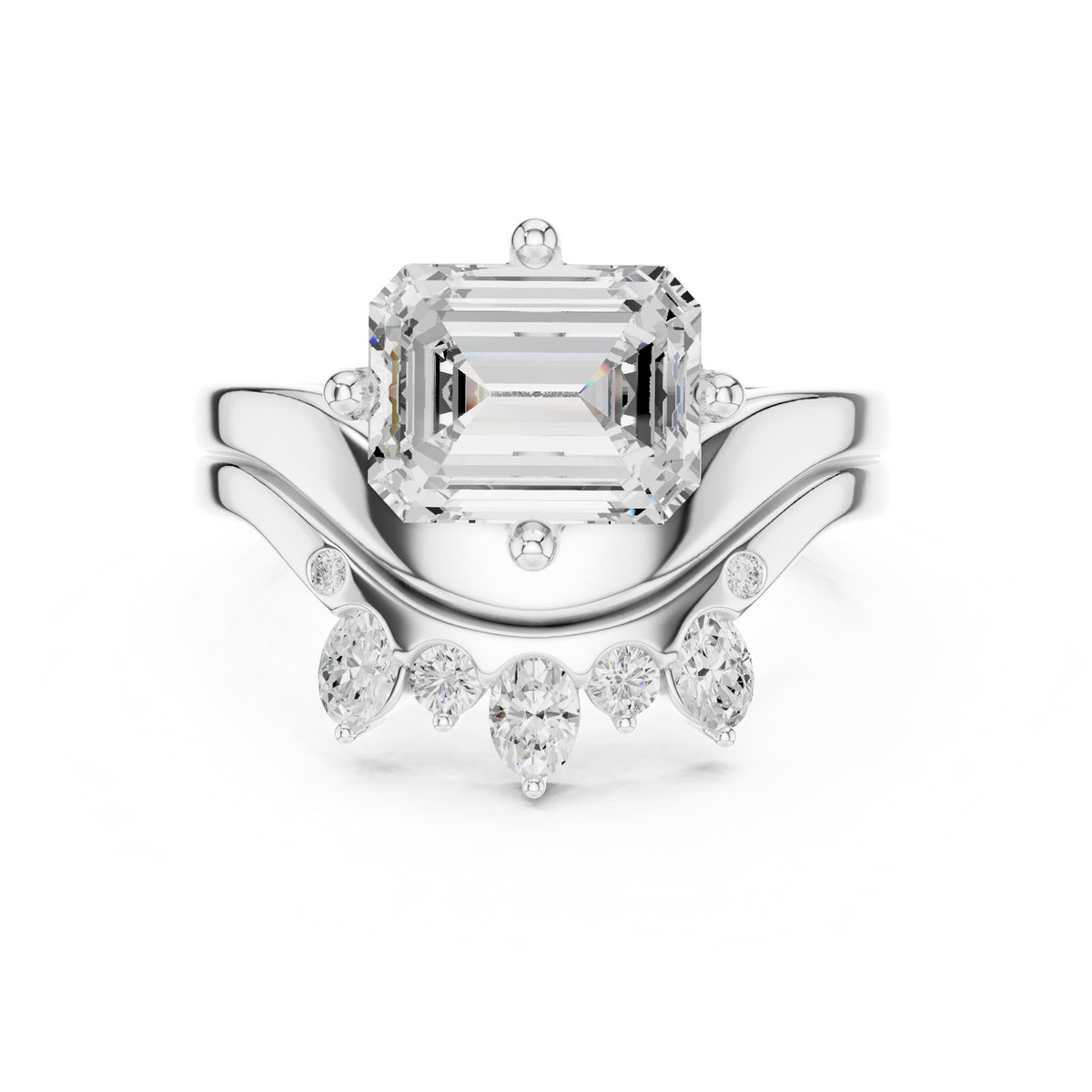 Emerald Hidden Halo Lab Grown Diamond Engagement Ring