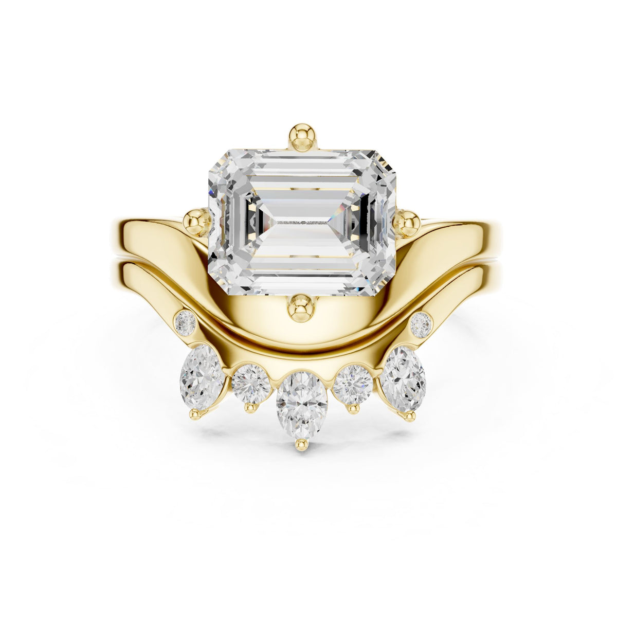 Emerald Hidden Halo Lab Grown Diamond Engagement Ring