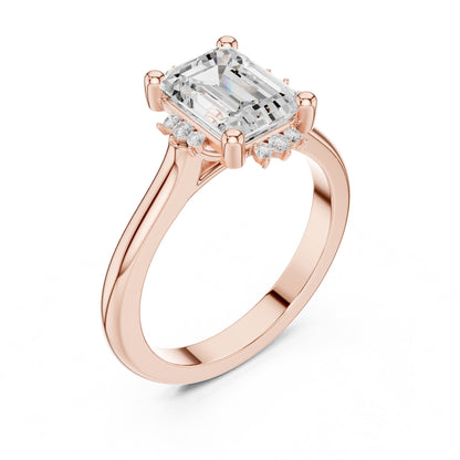 Emerald Hidden Halo Lab Grown Diamond Engagement Ring