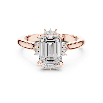 Emerald Hidden Halo Lab Grown Diamond Engagement Ring