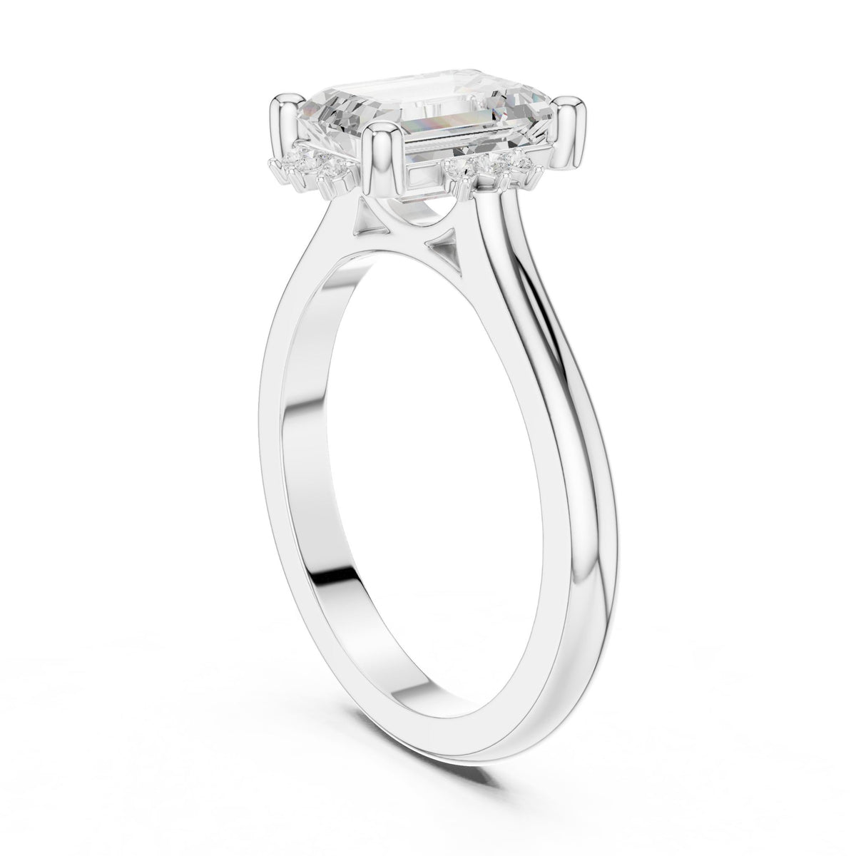 Emerald Hidden Halo Lab Grown Diamond Engagement Ring