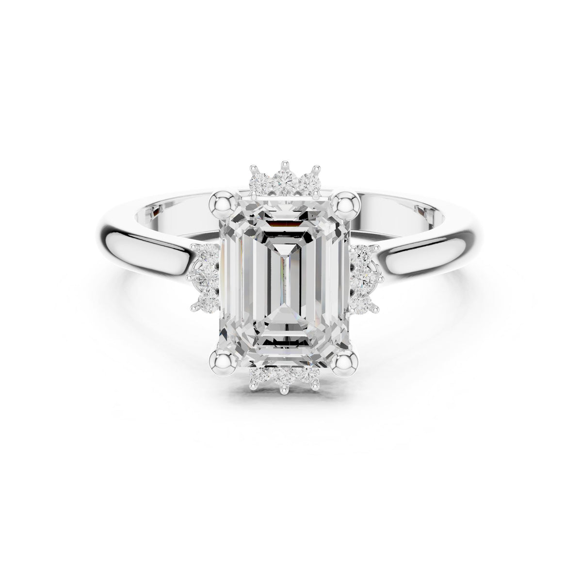 Emerald Hidden Halo Lab Grown Diamond Engagement Ring