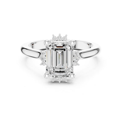 Emerald Hidden Halo Lab Grown Diamond Engagement Ring