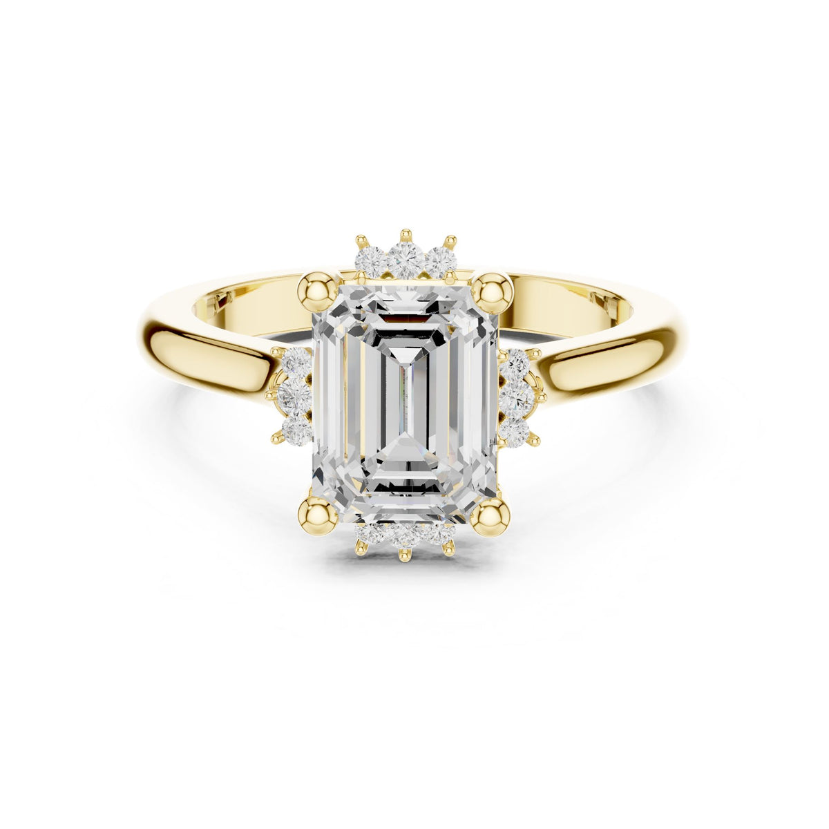 Emerald Hidden Halo Lab Grown Diamond Engagement Ring
