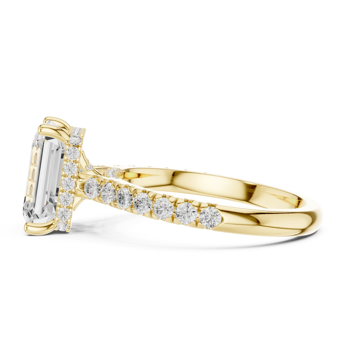Emerald Hidden Halo Lab Grown Diamond Engagement Ring