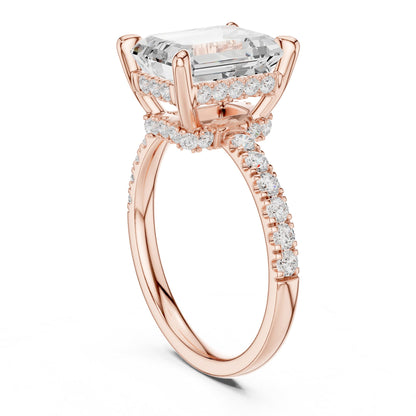 Emerald Hidden Halo Lab Grown Diamond Engagement Ring