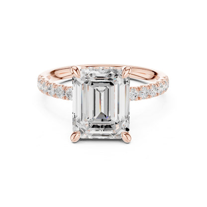 Emerald Hidden Halo Lab Grown Diamond Engagement Ring
