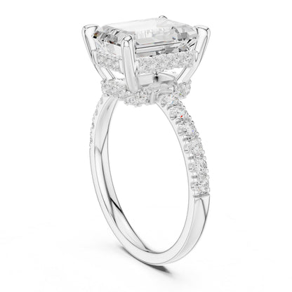 Emerald Hidden Halo Lab Grown Diamond Engagement Ring