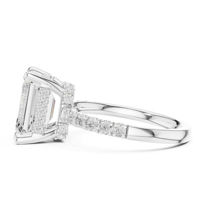 Emerald Hidden Halo Lab Grown Diamond Engagement Ring