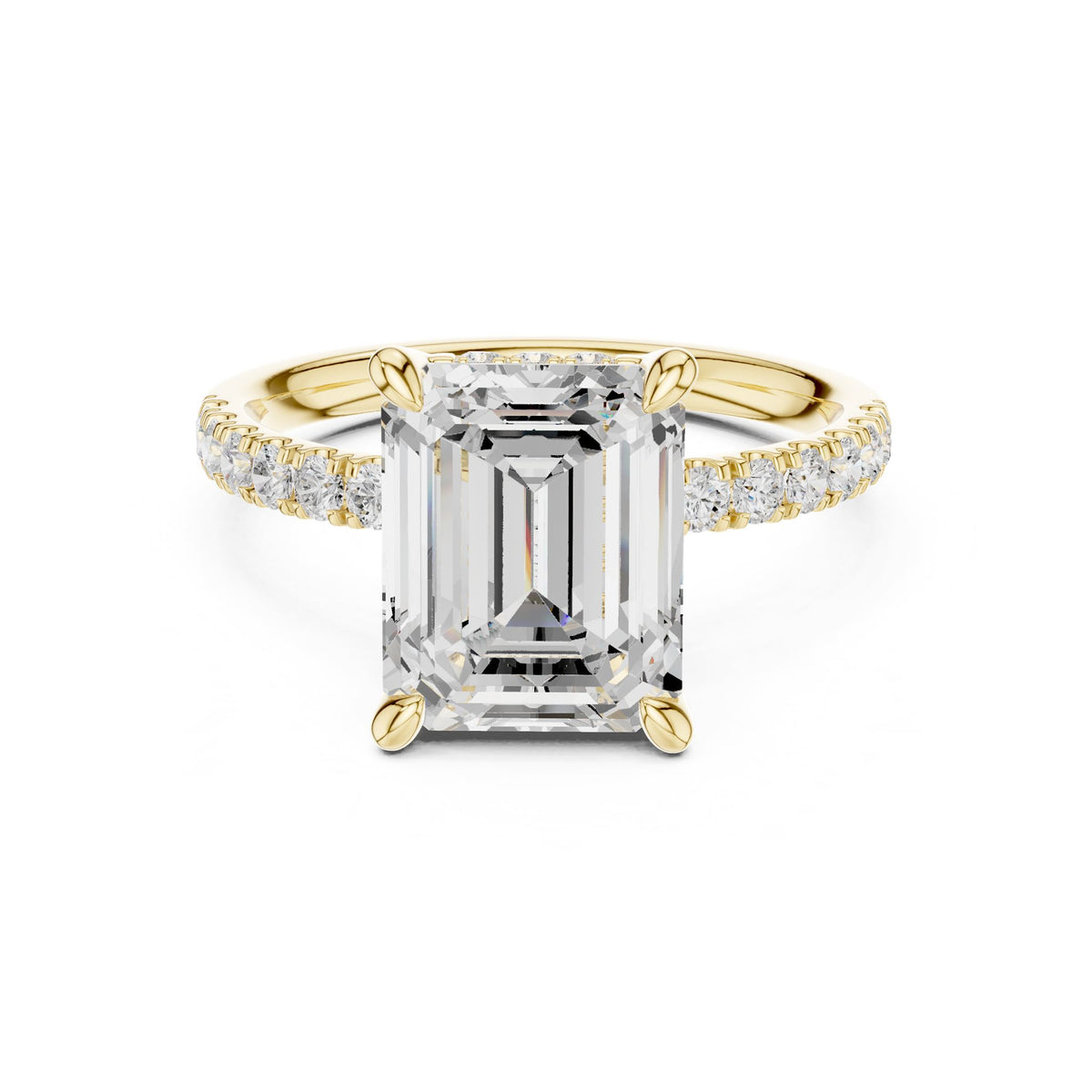 Emerald Hidden Halo Lab Grown Diamond Engagement Ring