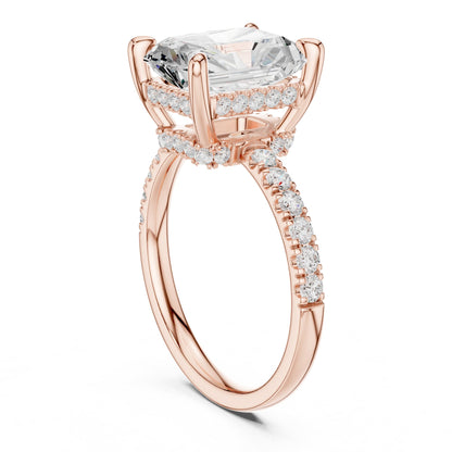 Emerald Hidden Halo Lab Grown Diamond Engagement Ring