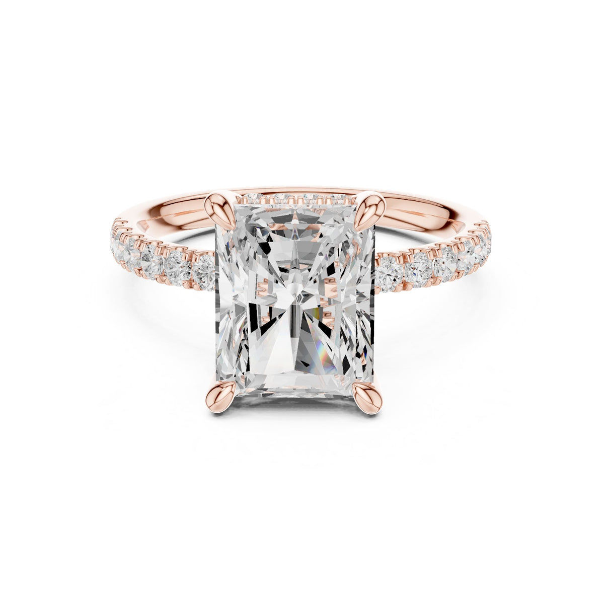 Emerald Hidden Halo Lab Grown Diamond Engagement Ring