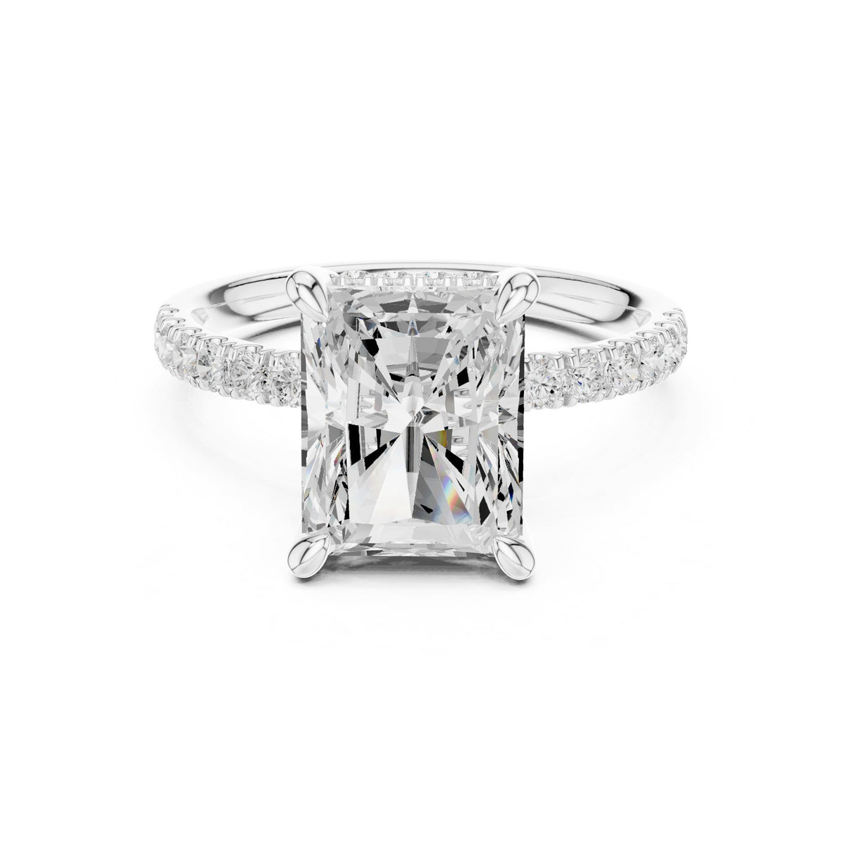 Emerald Hidden Halo Lab Grown Diamond Engagement Ring