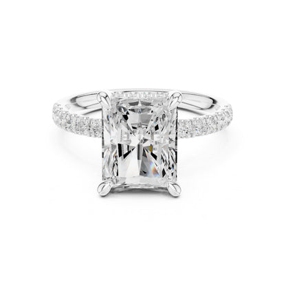 Emerald Hidden Halo Lab Grown Diamond Engagement Ring