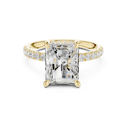 Emerald Hidden Halo Lab Grown Diamond Engagement Ring