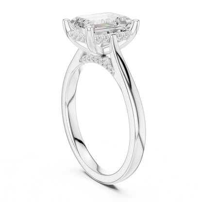 Emerald Hidden Halo Lab Grown Diamond Engagement Ring