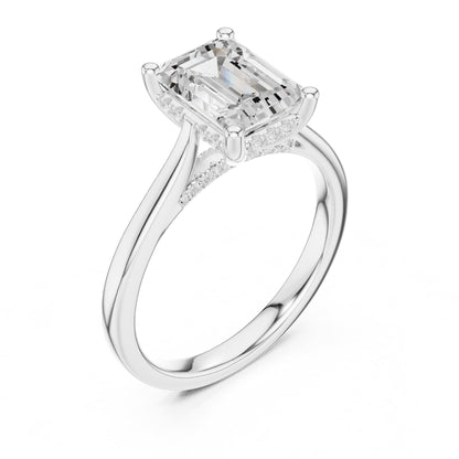 Emerald Hidden Halo Lab Grown Diamond Engagement Ring
