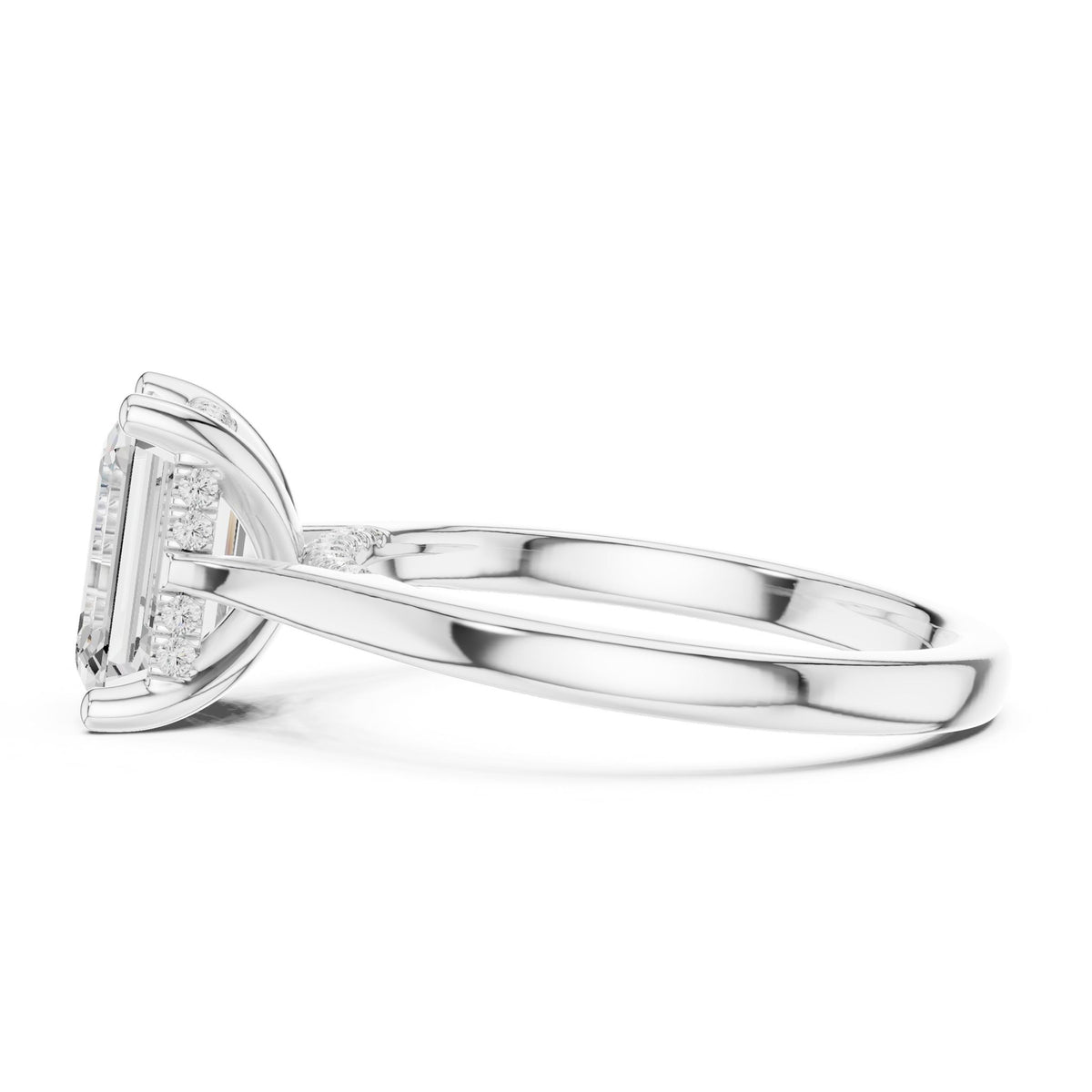 Emerald Hidden Halo Lab Grown Diamond Engagement Ring