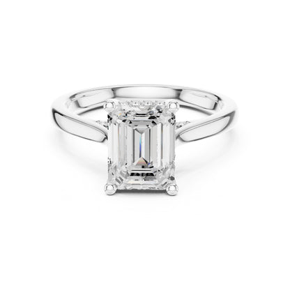 Emerald Hidden Halo Lab Grown Diamond Engagement Ring