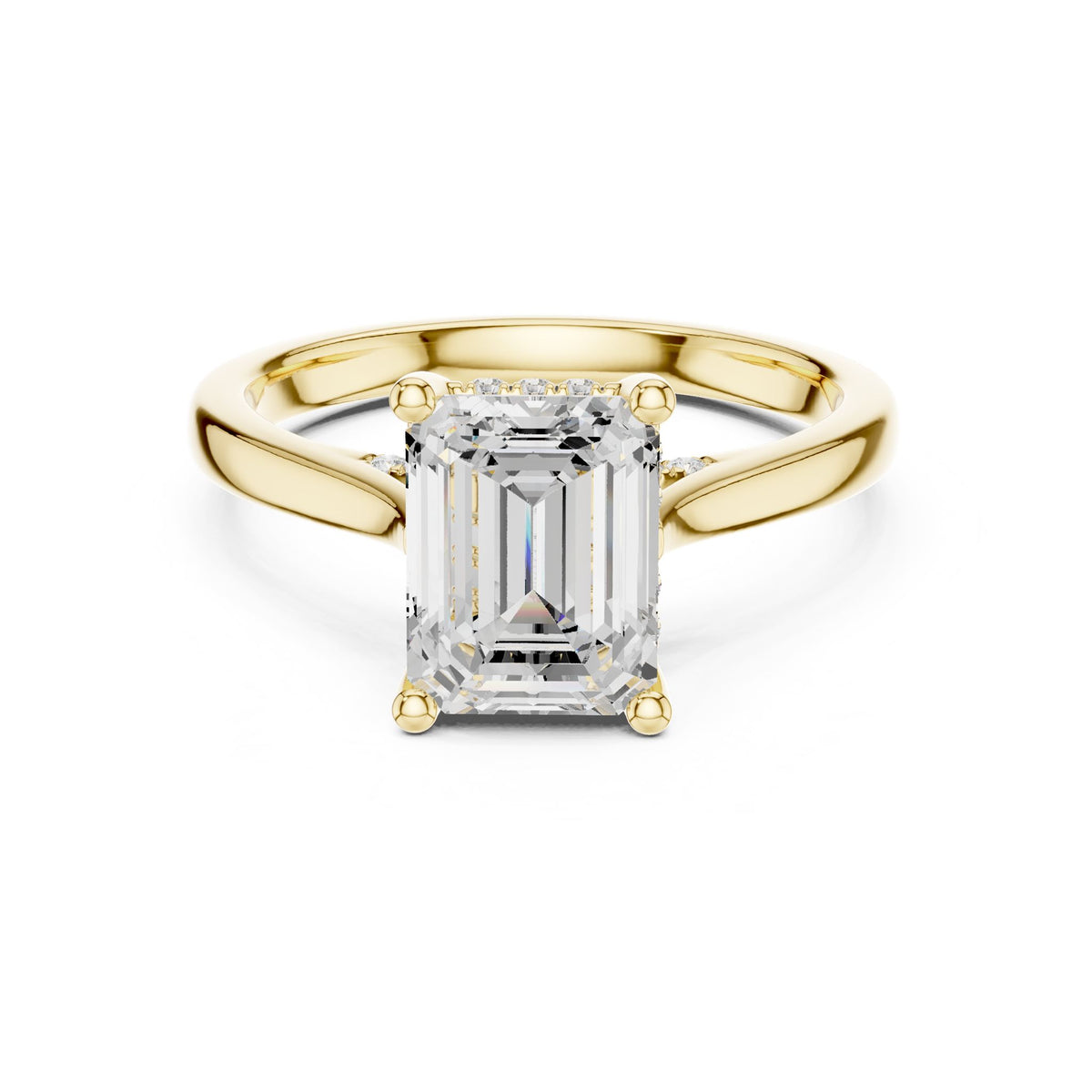 Emerald Hidden Halo Lab Grown Diamond Engagement Ring