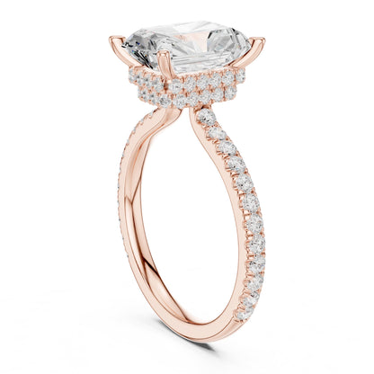 Emerald Hidden Halo Lab Grown Diamond Engagement Ring