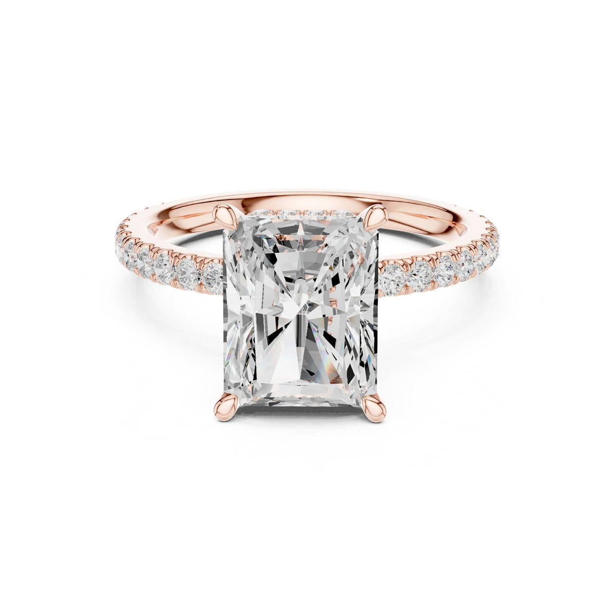 Emerald Hidden Halo Lab Grown Diamond Engagement Ring
