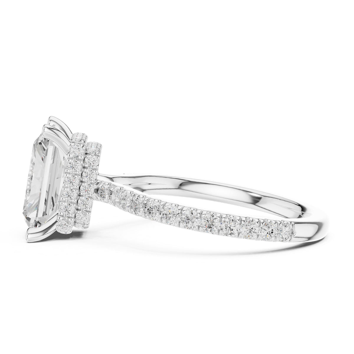 Emerald Hidden Halo Lab Grown Diamond Engagement Ring