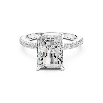 Emerald Hidden Halo Lab Grown Diamond Engagement Ring