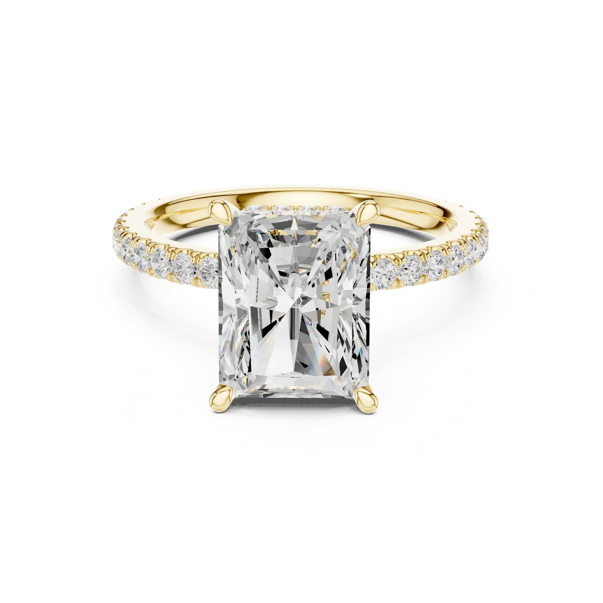 Emerald Hidden Halo Lab Grown Diamond Engagement Ring