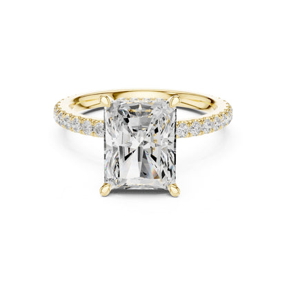 Emerald Hidden Halo Lab Grown Diamond Engagement Ring