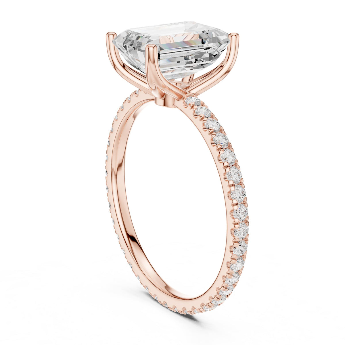 Emerald Pave Lab Grown Diamond Engagement Ring