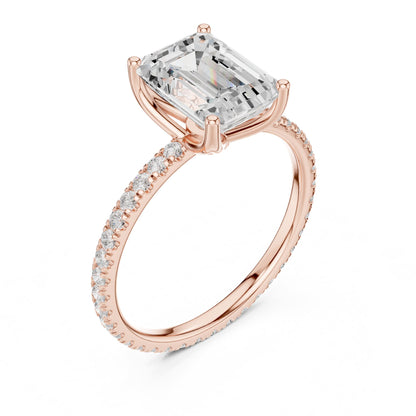 Emerald Pave Lab Grown Diamond Engagement Ring
